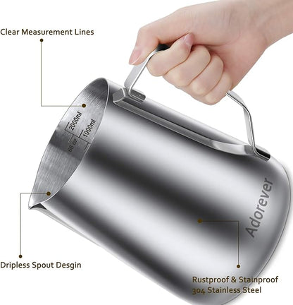 Milk Frothing Pitcher, 66oz Steaming Pitcher Stainless Steel Espresso Machine - Image 2