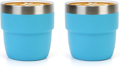Zenbo 4 oz Espresso/Coffee Cups, Ceramic-Lined Double Wall Vacuum Insulated by Zenbo