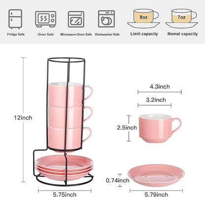 YOLIFE 8oz Porcelain Stackable Cappuccino Cups - Image 2