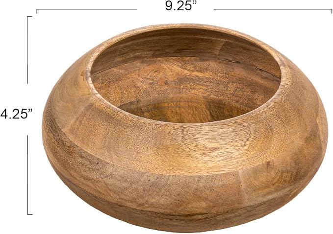 Bloomingville Modern Round Wood Bowl, Natural Finish - Image 6