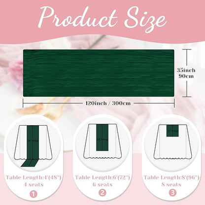 Emerald Green Table Runner, 10 Ft 120 in Cheesecloth Table Runner, Fall Table Runners for Wedding, Party,Bridal Shower, Boho Table Runners for Christmas