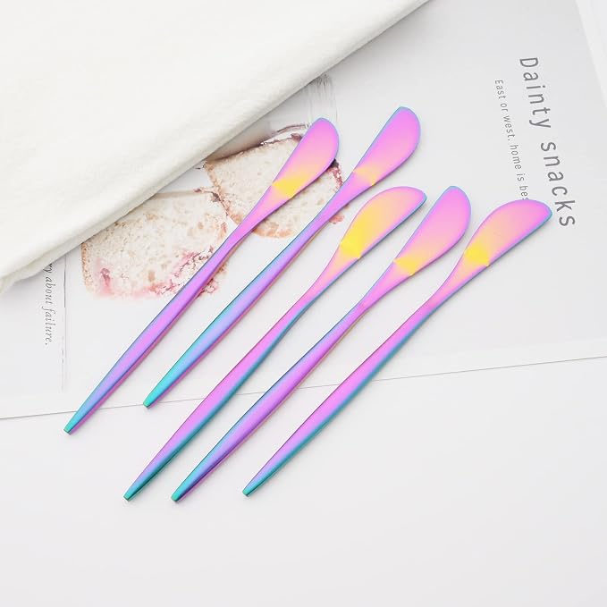 10 Pack Rainbow Cheese Spreader Knife, Stainless Steel Butter Spreader - Image 2