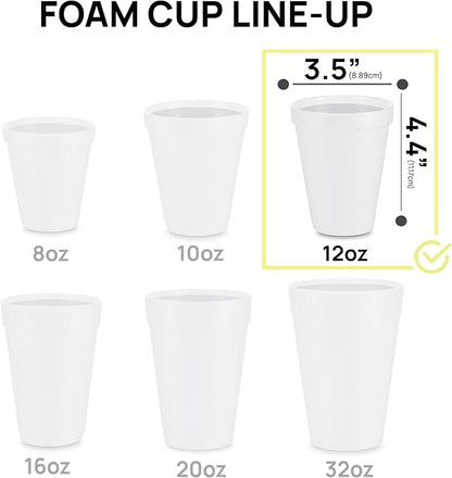 Shop Square 12 oz Styrofoam Cups Bulk Disposable White Foam Cups - Image 3