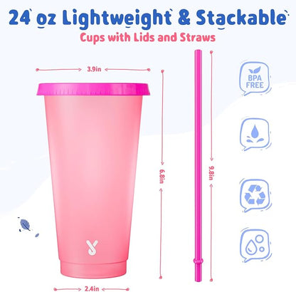 Meoky Plastic Cups with Lids and Straws - Image 3