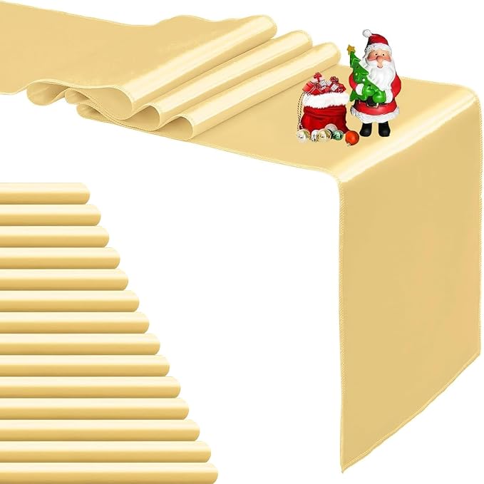 15-Pack Light Gold Satin Table Runner 12 x 108 Inch Long Fuchsia Bright and by Pufogu
