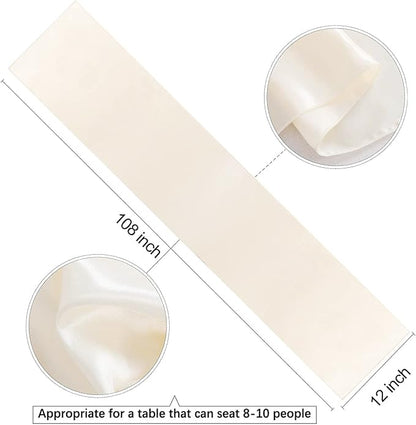 Ivory Table Runners 20 Pack 12x108 inch Silk Satin Smooth Fabric | Satin Table - Image 4