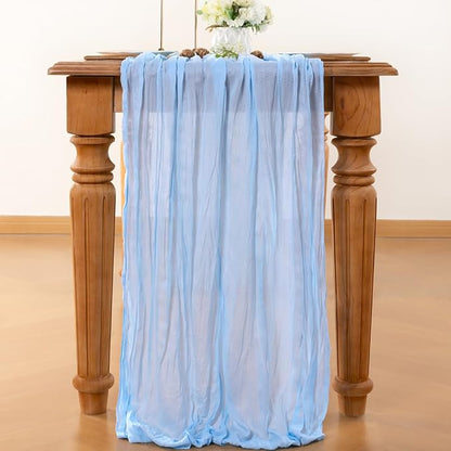 Baby Blue Cheesecloth Table Runner 120 Inches 10 Pack Gauze Table Runner | - Image 2