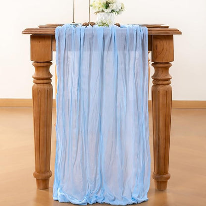 Baby Blue Cheesecloth Table Runner 160 Inches 10 Pack Gauze Table Runner | - Image 2