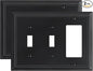 2-Pack Combo Double Toggle/Decorator Outlet Cover Plate, Black Decorative Switch Plates and Outlet Covers, Durable Natural Bamboo Fiber Wall Plates for Electrical Outlets, Receptacle, GFCI Outlet