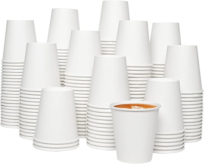 JOLLY CHEF 300 Pack Disposable Coffee Cups 10 oz, Versatile White Hot Beverage by JOLLYCHEF
