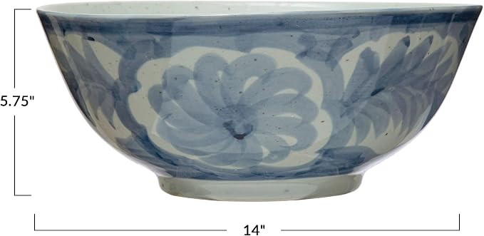 Creative Co-Op Hand Painted Stoneware Bowl - Image 5