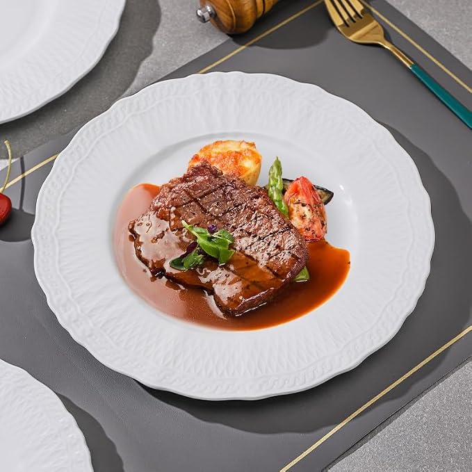 10 Inch Porcelain Dinner Plates Set of 4, Dishwasher safe, Microwave safe - Image 3