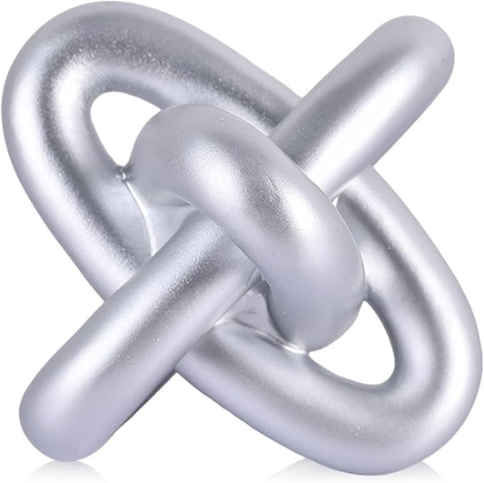 XMGZQ Silver Knot Decor for Coffee Table Book,Chain Link Decor for Bookshelf Entry Table TV Stand,Jax Knot Sculpture for Home Living Room,Object Decoracions para sala,adornos para sala Modernos