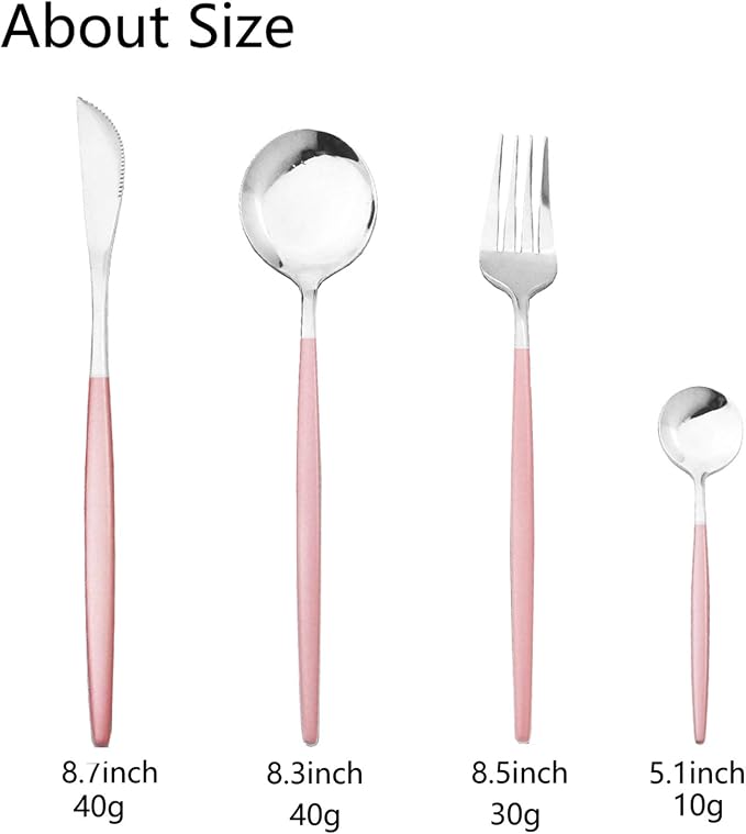 JASHII Flatware Serving Set 24 Piece, Stainless Steel Silverware Set, Modern - Image 3