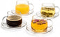 Tosnail 4 Pack Glass Cups and Saucers Set, 11 oz | High Borosilicate Glass Cup by Tosnail