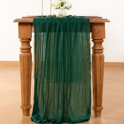 Emerald Green Cheesecloth Table Runner 160 Inches 14 Ft Gauze Table Runner | - Image 2