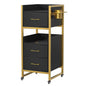 OmySalon Salon Trolley Cart, Hair Styling Station with 3 Drawers, 2 Open Shelf & Tool Holders, Mobile Barber Storage Cabinet Utility Trolley for Beauty Salon Spa,Black