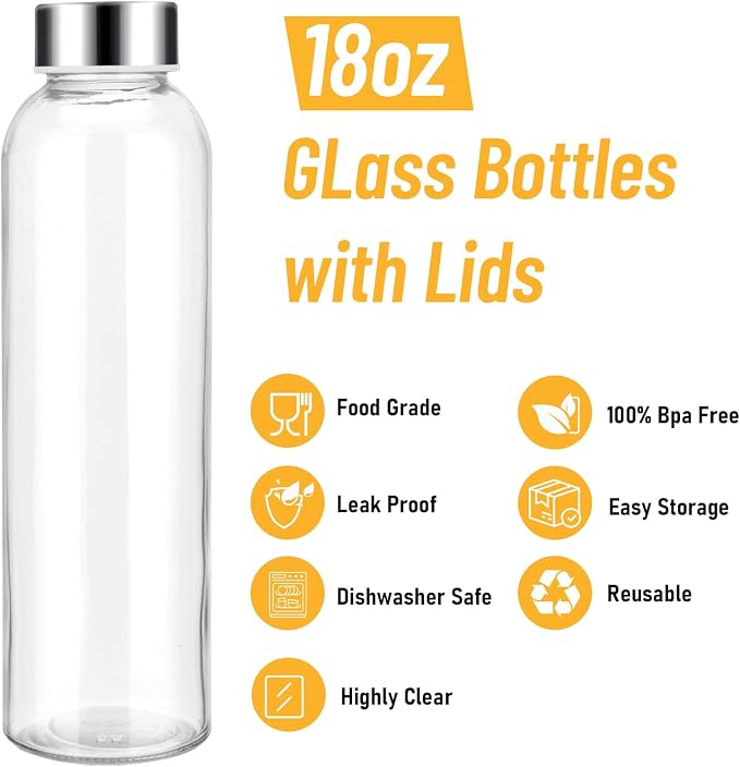 Sursip 18 oz Glass Water Bottles - Image 3