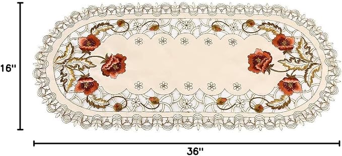 Arzoe Vintage European Flower Lace Table Runner Elegant Runners Cabinet Dining - Image 9