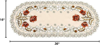 Arzoe Vintage European Flower Lace Table Runner Elegant Runners Cabinet Dining - Image 9