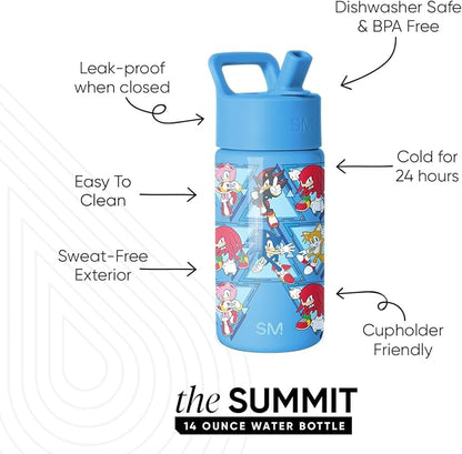 Simple Modern Sonic the Hedgehog Kids Water Bottle & Toddler Cup | 14oz | - Image 2