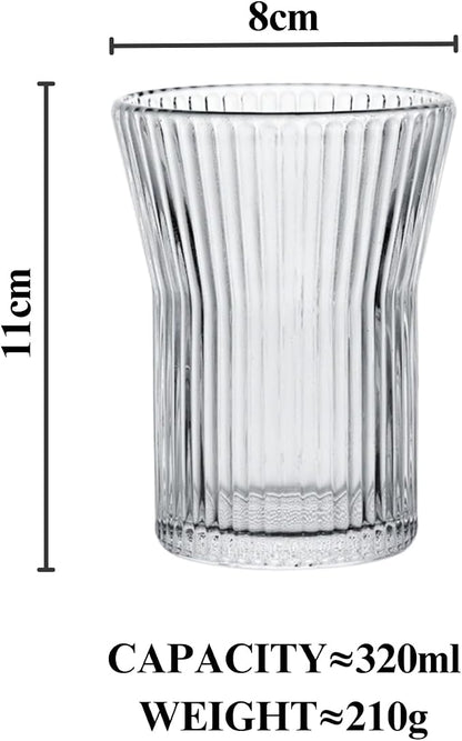Stripes Glass Coffee Mug | 2-Pack 301-400ml | No Sleeve, Heat-Resistant Glass | - Image 6