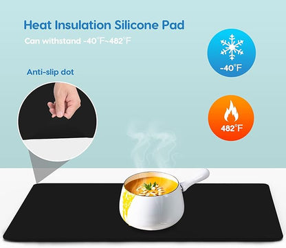 AECHY Extra Large Silicone Mat 35.3"x23.5"x0.08", Multipurpose Silicone Mat Thick Heat Resistant Mat Shipped Rolled Up Kitchen Counter Mat Waterproof Nonslip Silicone Mats for Kitchen Counter Black