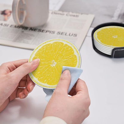 6 Pack Yellow Lemon Coaster for Drinks - Image 6