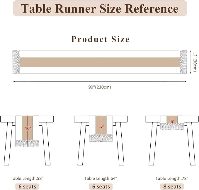 Burlap Boho Table Runner Macrame Brown 90in Farmhouse Woven Runner | Burlap - Image 4