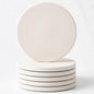Beige-White Stoneware Coasters Set of 6 Water Absorbing Drink Coasters by Unknown