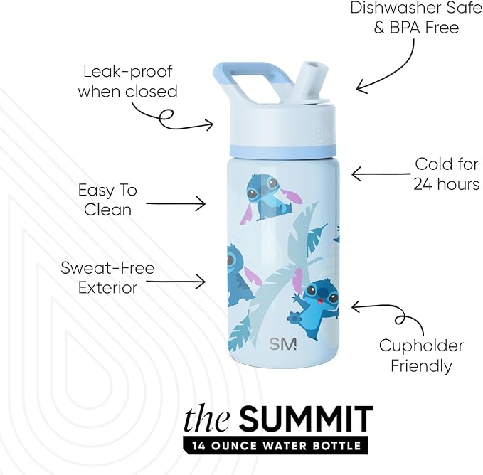 Simple Modern Lilo and Stitch Kids Water Bottle & Toddler Cup | 14oz | - Image 2