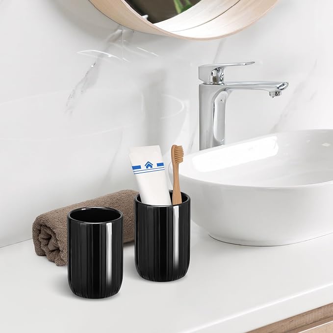 Bathroom Tumbler Cup Ceramic 12.6oz Reusable Toothbrush Cup 375ml, Toothbrush - Image 5