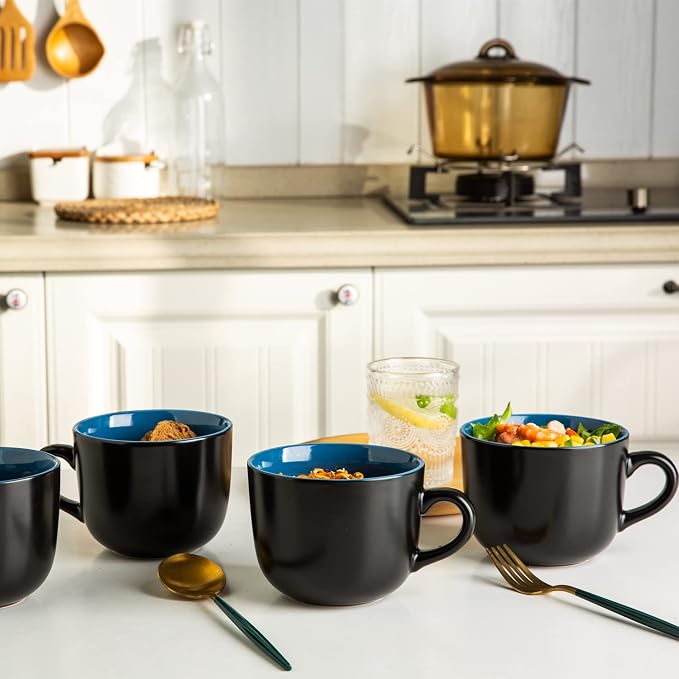 AmorArc 24 oz Soup Mugs with Handles, Jumbo Ceramic Bowls Mugs Set with handles - Image 7