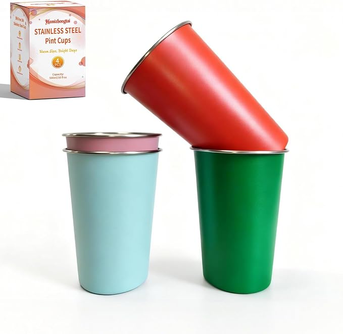 4 Pack Stainless Steel Cups 16oz by Unknown