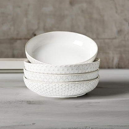 LE TAUCI Pasta Bowls 42oz, Large Salad Bowl, Ceramic Embossment Stoneware - Image 5