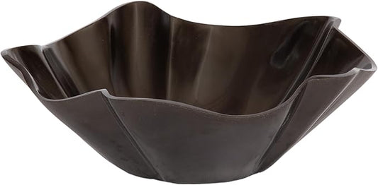 Kate and Laurel Flutte Scalloped Decorative Metal Serving Bowl, 10 x 10 x 3, Black Nickel, Modern Wavy Fruit Bowl for Kitchen Counter or Use as Tabletop Storage for an Entryway Table