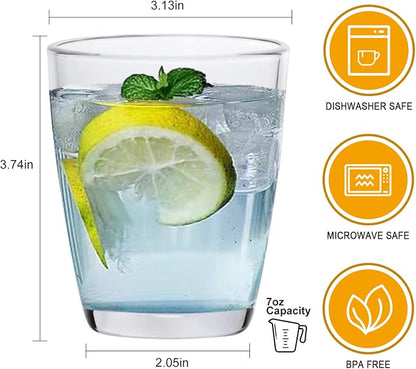 QAPPDA 7 Ounce Juice Glasses, Stackable Drinking Glass Set of 12, Mixed Drinks - Image 2
