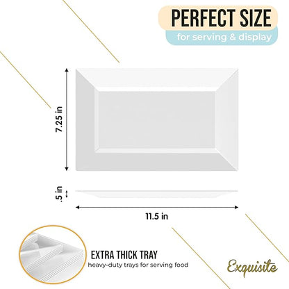 Exquisite Plastic Serving Trays For Party - 40 Pcs 11.5 Inch Clear Serving Platters, Plastic Trays For Food, Clear Tray, Food Tray Disposable Platters For Parties, Catering & Buffet