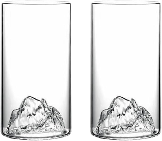 Mountain View Glass Cups – Modern Clear Glass Cups Set, Sleek Design, by Boxonly
