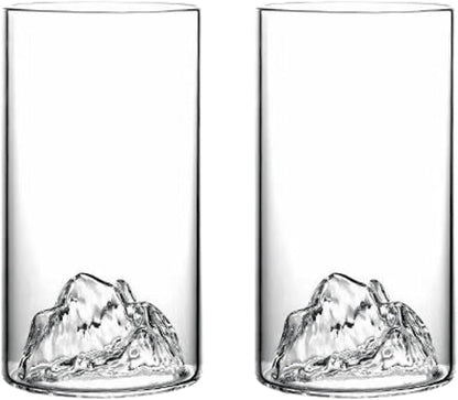 Mountain View Glass Cups – Modern Clear Glass Cups Set, Sleek Design, by Boxonly