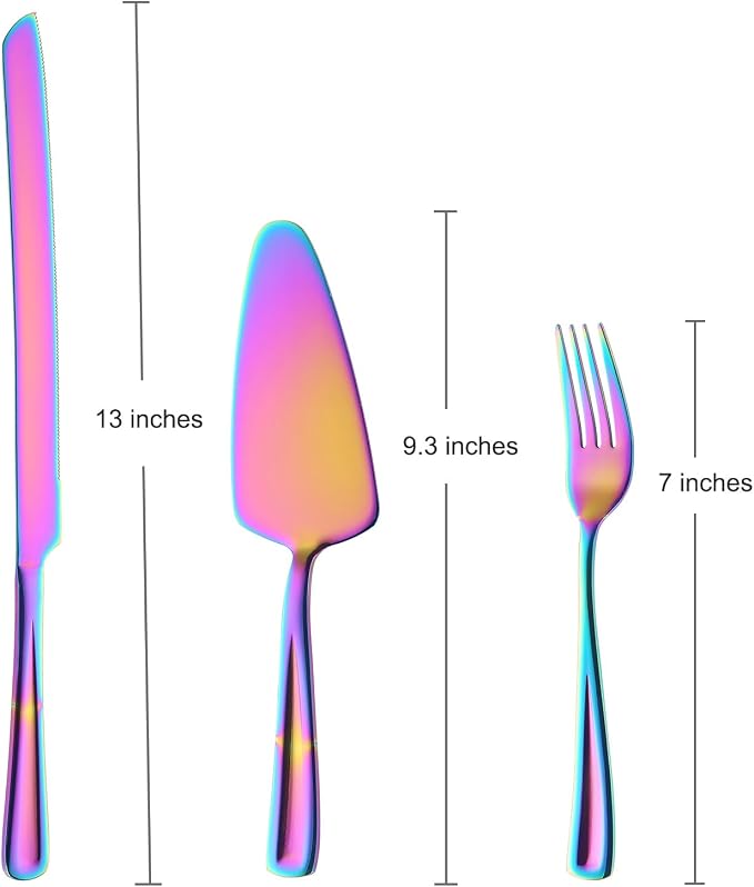 GoGeiLi Stainless Steel Rainbow Wedding Cake Cutting Set - Image 2