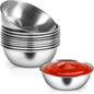 10 Pack 3.2 inch Stainless Steel Sauce Dishes 3.5 oz Mini Individual Saucers Bowl Round Seasoning Dishes Bowl Serving Appetizer Plates for Kitchen Prep Side Dish Soy Sauce Sushi Dip(10)