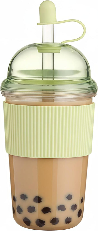 Reusable Ices Coffee Cups with Lids and Straws 17oz, Boba Cup with Straw by kuoleopa