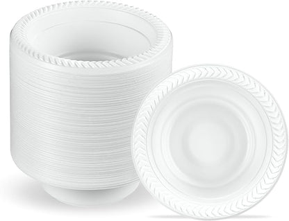 PLASTICPRO 400 PCS White Plastic Bowls 5 oz Premium Quality Light Weight Dishes Disposable Small Plastic Bowls for Dessert Appetizers Soups for Parties Weddings
