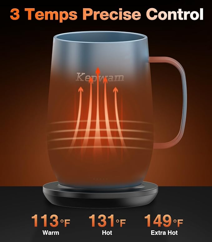 Kepwam Heated Coffee Mug T2-Plus, 20oz Large Capacity Longer Battery Life | - Image 2