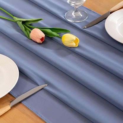 Dusty Blue Chiffon Table Runner Summer Boho Wedding Birthday Party Decor | 10ft - Image 2