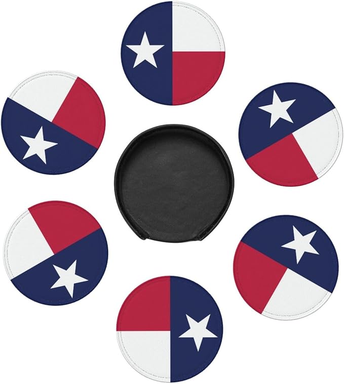 6 Pack Texas Flag Leather Coaster - Image 3