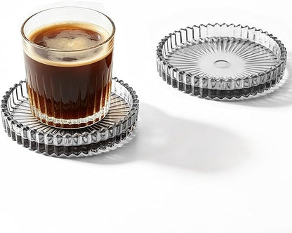 Round Modern Clear Coasters Set of 2, Glass Cup Coaster Modern Crystal Coasters by Unknown