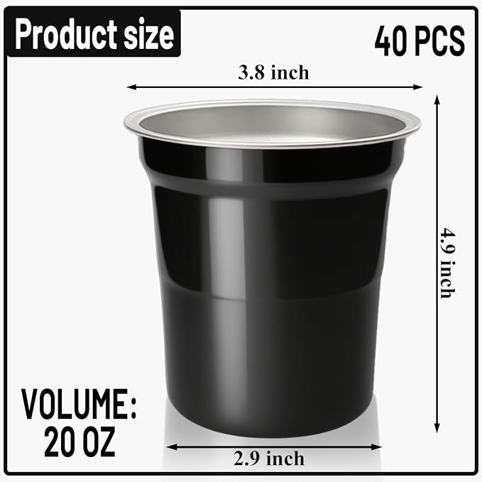 40 Pack 20 oz Aluminum Party Cups, Metal Cups Reusable Aluminum Drinking Cups - Image 2