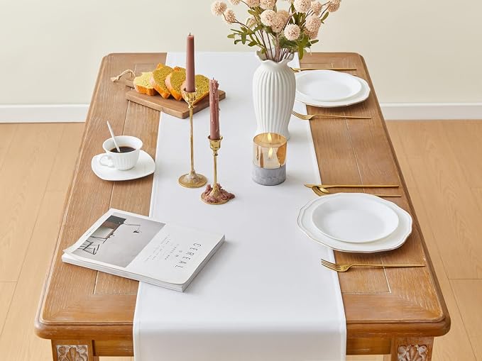 YATOJUZI White Table Runner Seasonal Kitchen Dining Coffee Table Decoration 95 - Image 2